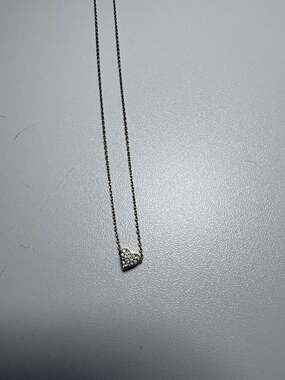 Silver-Tone Pave Heart Pendant Necklace, Dainty Crystal Jewelry — One Size